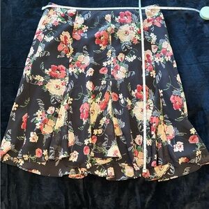 Chaos Floral Black Skirt. L. Gently used.